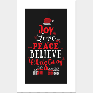 Joy Loe Peace believe ugly Sweater Christmas Posters and Art